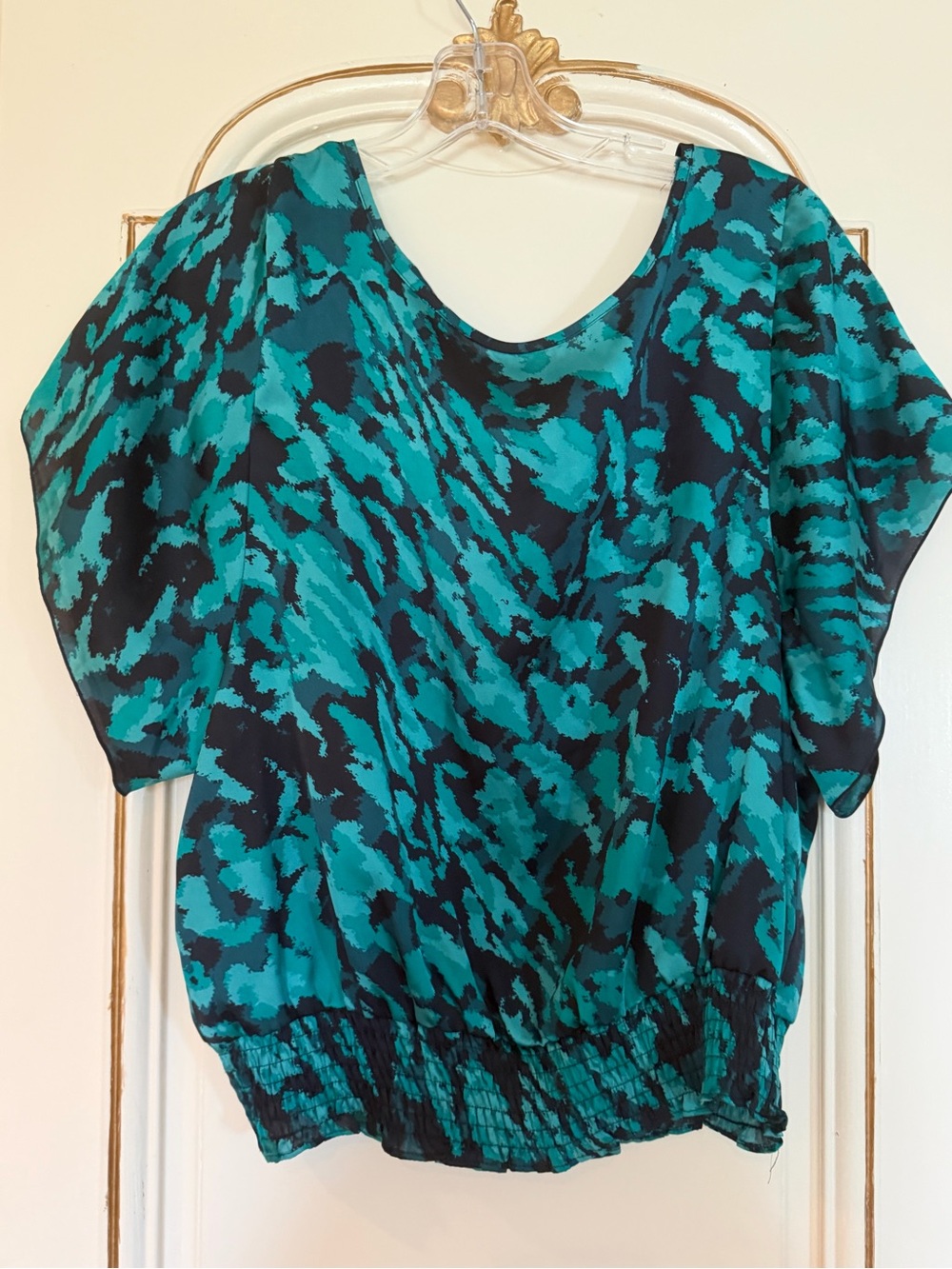 a.n.a Teal and Black Abstract Print Blouse